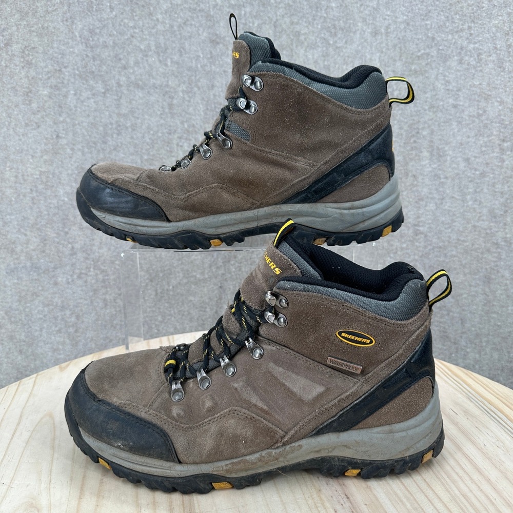 Skechers Relment Pelmo Hiking Boots Mens 10 Brown Waterproof Suede Leather
